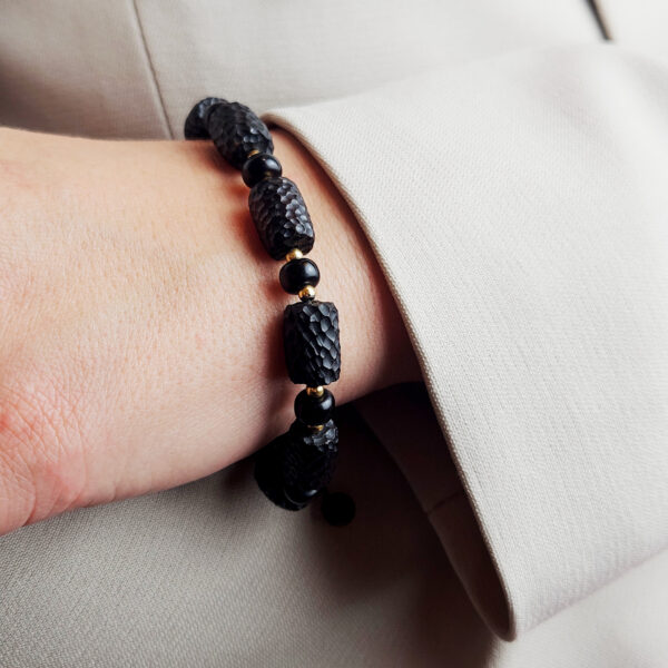 Adjustable Celestial Black Cherry Baltic Amber Gemstone Bracelet for Men Women