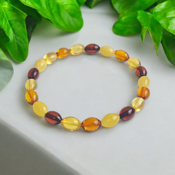 Adjustable-Elastic-Natural-Baltic-Amber-Dainty-Beads-Small-Gemstone-Multicolour-Bracelet