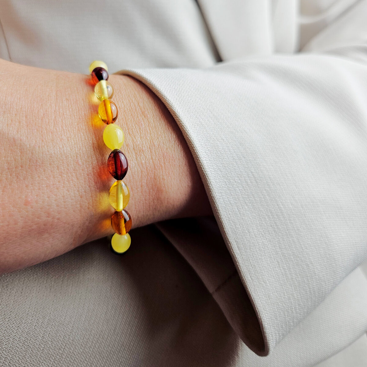 Multicolour Dainty Amber Olive Bracelet - Image 2