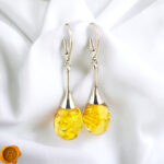 Lemon Amber Large Olive Earrings - Image 3