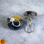Clip On Marble Amber Silver Earrings - Image 4