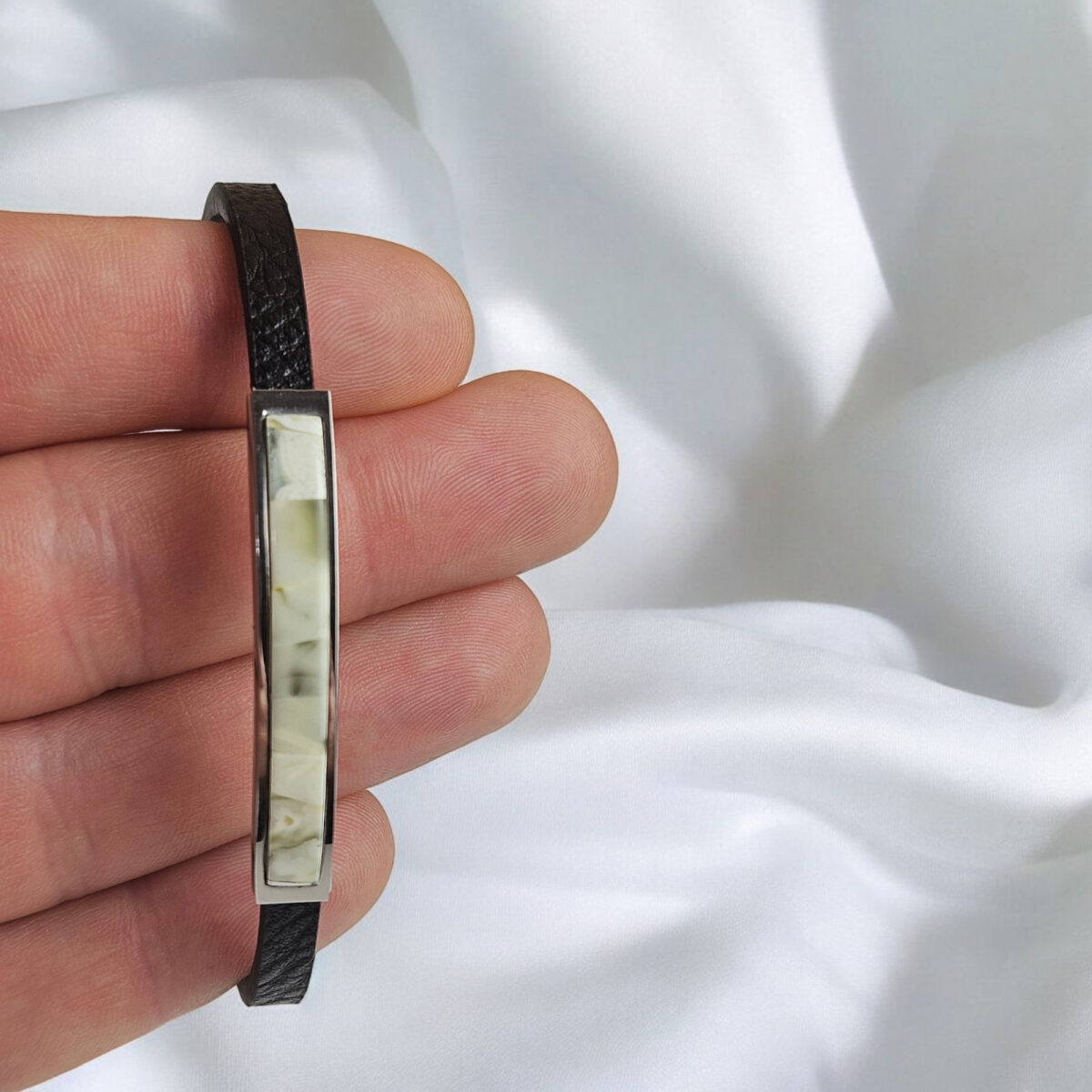 Rare Marble Amber Leather Bracelet - Image 4