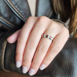 Sterling Silver Baltic Amber Black Gemstone Ring Women, Natural Real Honey Amber Dainty Stone Crystal Ring, Small Silver Rings Gift