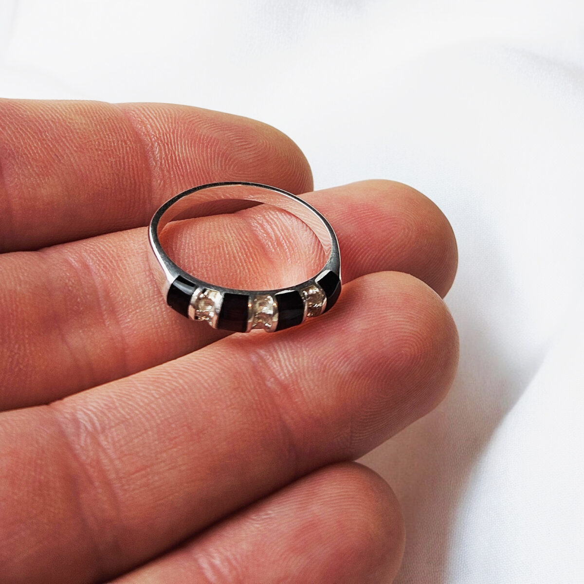 Sterling Silver Baltic Amber Black Gemstone Ring Women, Natural Real Honey Amber Dainty Stone Crystal Ring, Small Silver Rings Gift