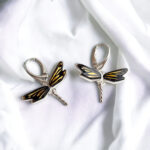 Dragonfly Gemstone Baltic Amber Silver Earrings, Teardrop Dragonflies Lover Gifts, Butterfly Moth Large Amber Drop Jewelry Women