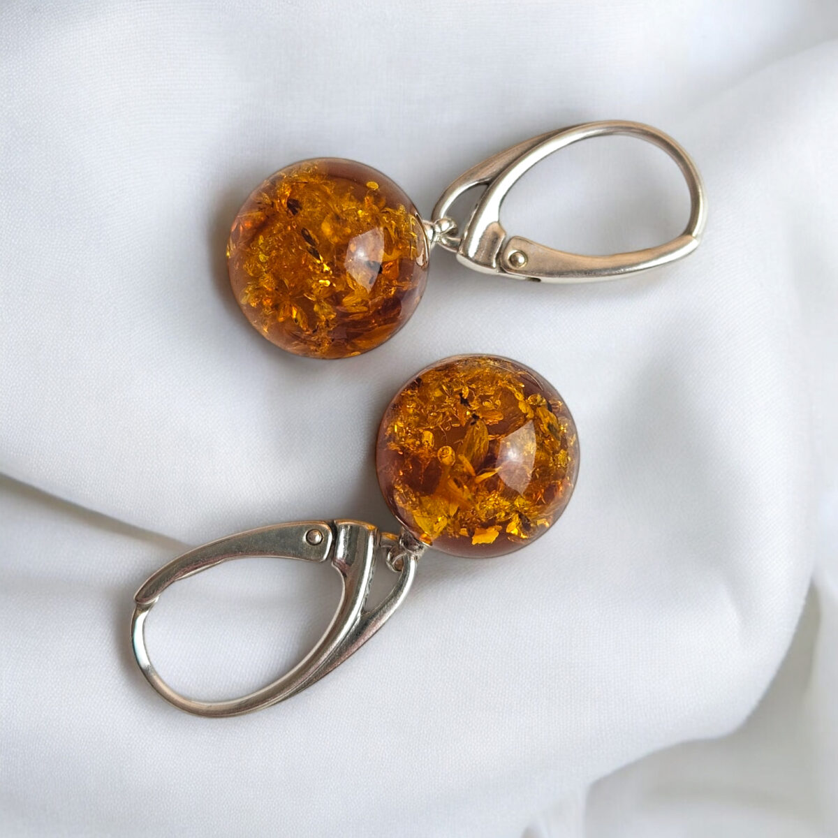Natural Baltic Amber Earrings Tiny Gemstone Real Teardrop Small Round Drop Silver, Jewelry Earrings Gift Women, Everyday Earrings Dangle