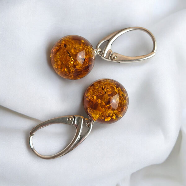 Natural Baltic Amber Earrings Tiny Gemstone Real Teardrop Small Round Drop Silver, Jewelry Earrings Gift Women, Everyday Earrings Dangle