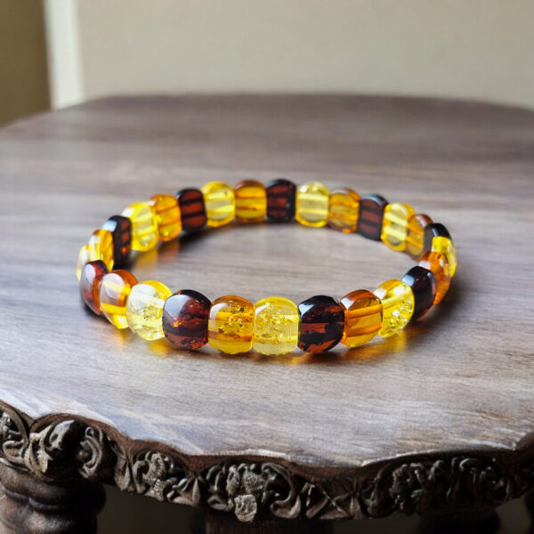 Elastic Natural Baltic Amber Bangle Bracelet Gemstone Adjustable Large Natural Real Amber Bracelets Gift for Women