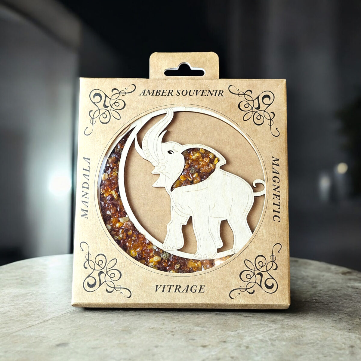 Magnetic Amber Elephant Ornament - Image 2