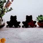 Carved Amber Frog Stud Earrings - Image 2
