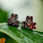 Gemstone Baltic Amber Frog Stud Earrings Art Black Cherry Amber Silver Frog Earrings Frog Jewelry Studs Frog Charms Frog Lover Gifts