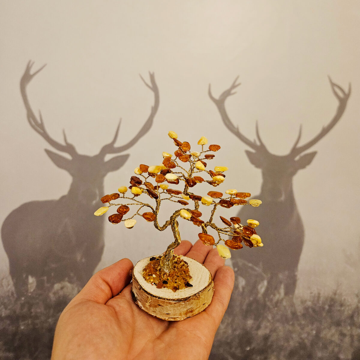 Handmade Bonsai Amber Tree | 81 Leaves - Image 3