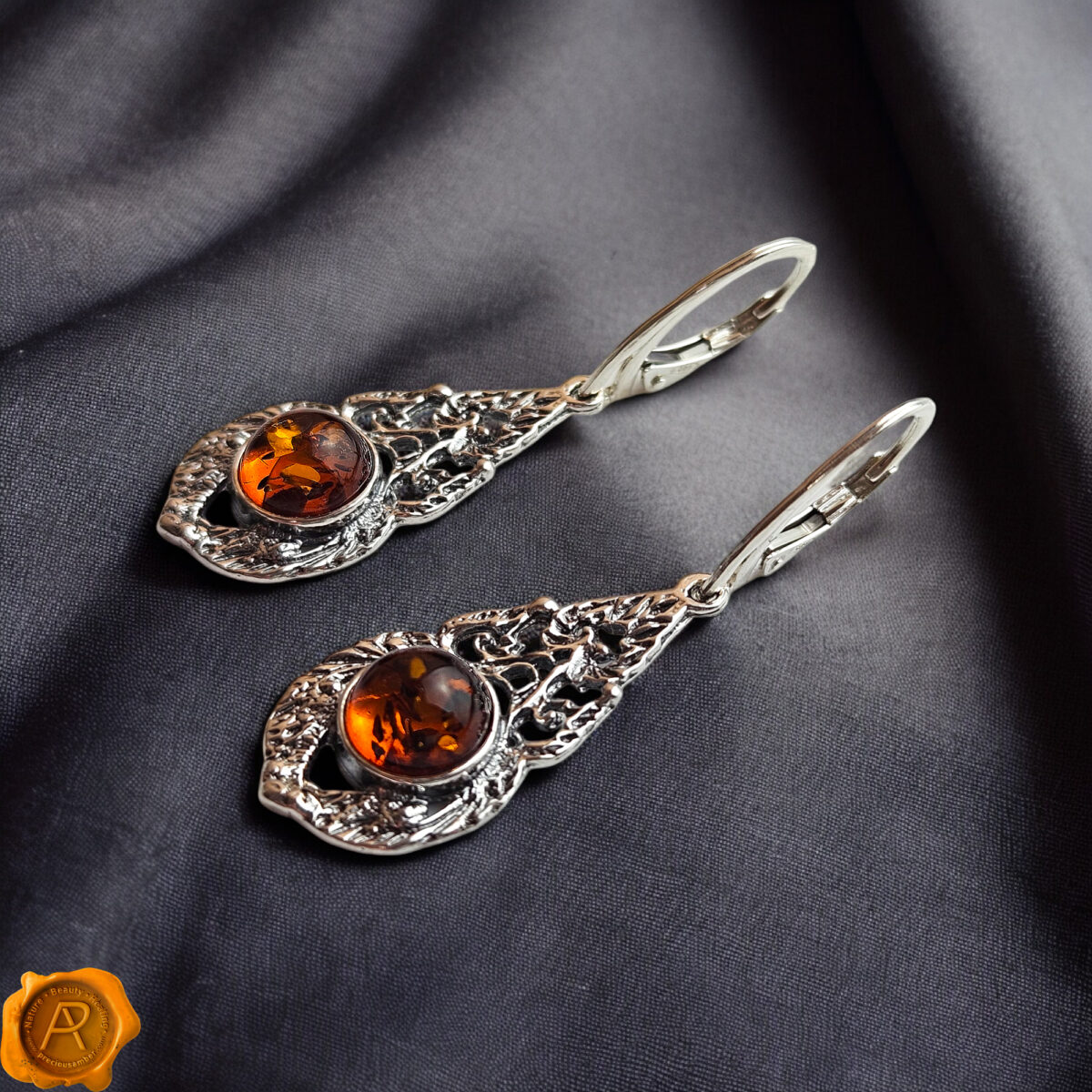 Natural Baltic Amber Sterling Silver Drop Earrings Teardrop Gemstone Gift Women, Long Dangle Jewelry Large Real Amber Big Earrings Gold