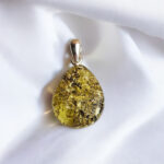 Dainty Green Amber Teardrop Pendant - Image 5