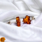 Carved Amber Frog Stud Earrings - Image 4