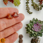 Carved Amber Frog Stud Earrings - Image 3