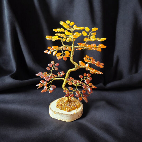 Large Baltic Amber Oak Tree of Life Luck Happiness Handmade Amber Bonsai Tree Gift, Gemstone Chakra Tree Amber Bonsai Money Trees Gifts