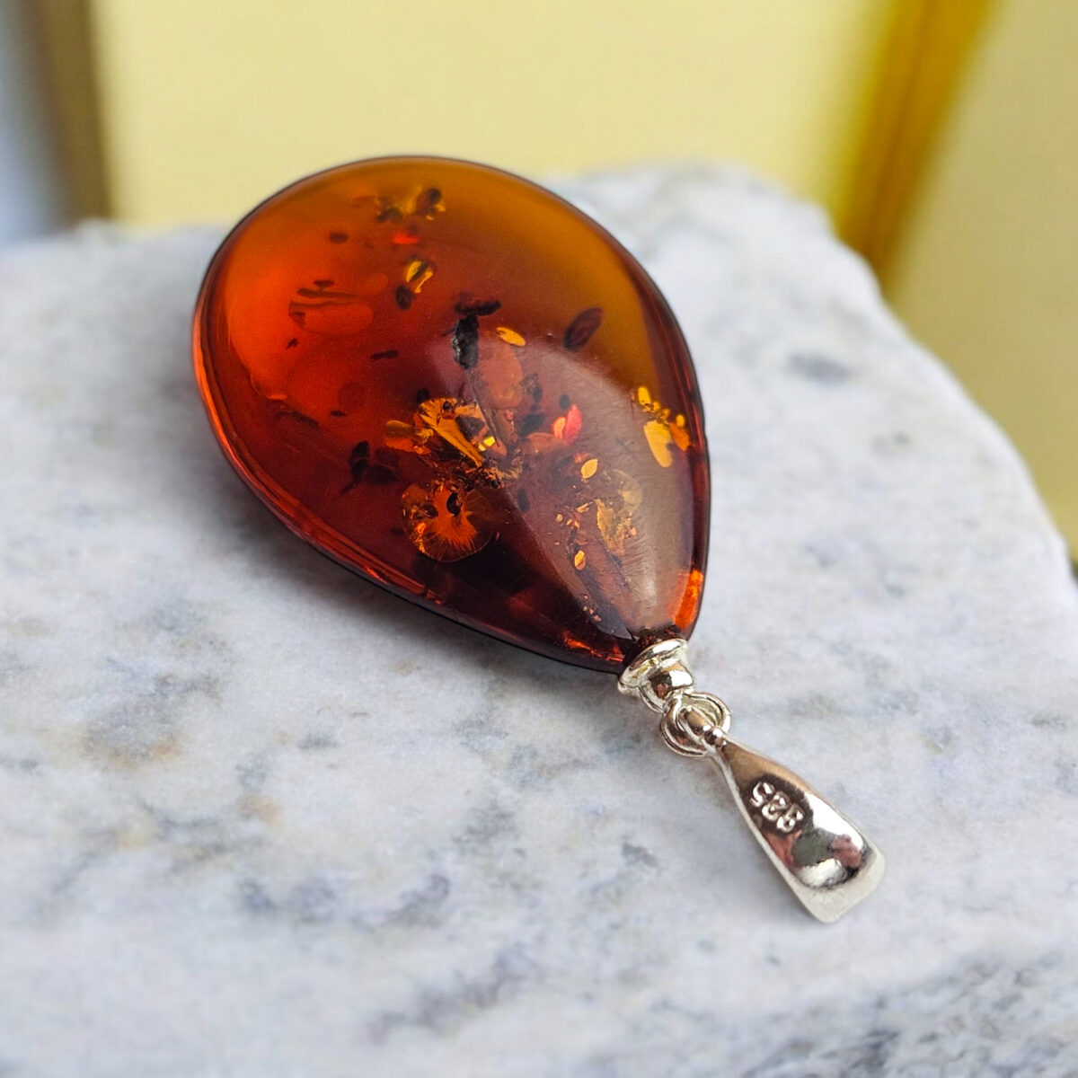 Classic Large Amber Teardrop Pendant - Image 4