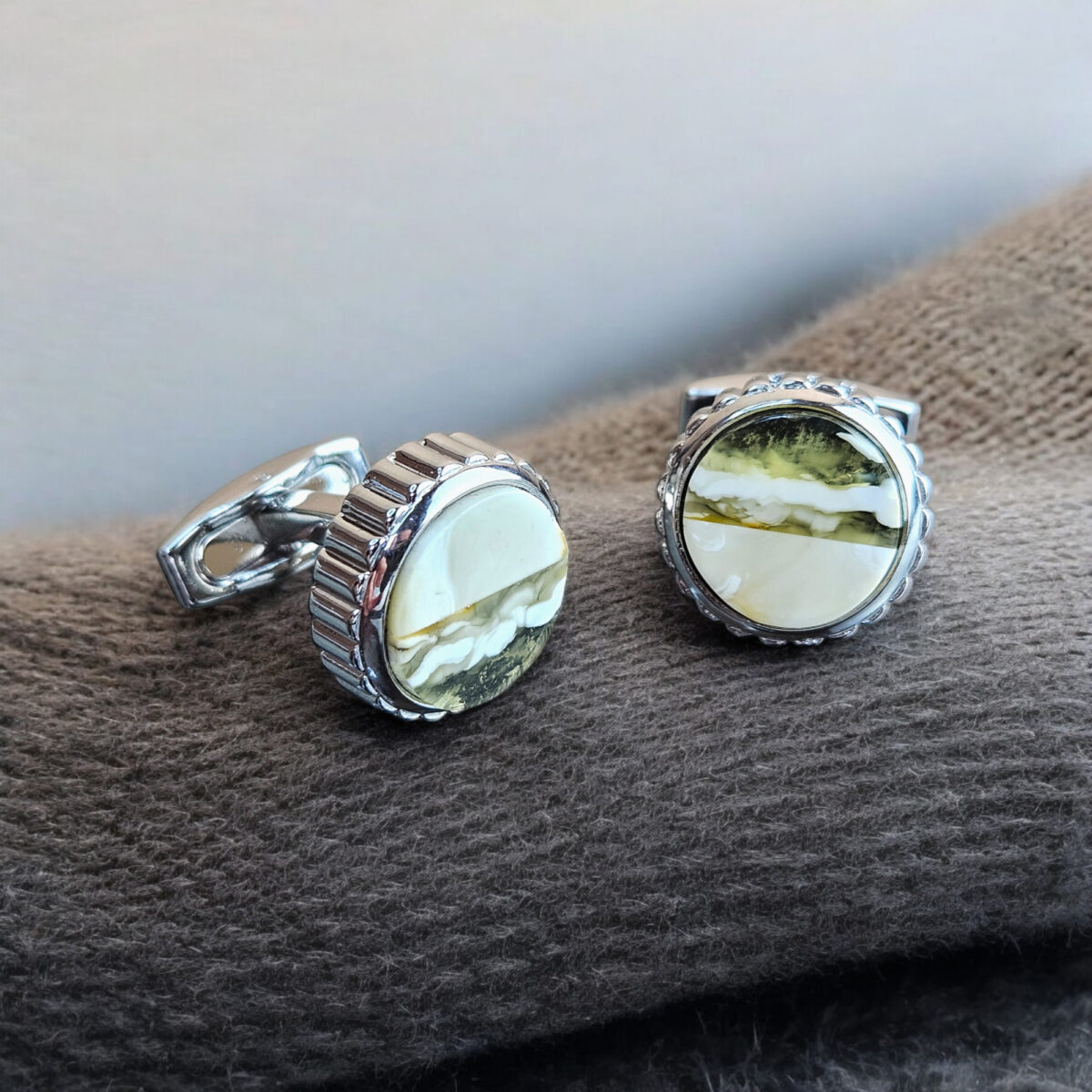 Rare Marble Amber Cufflinks - Image 2