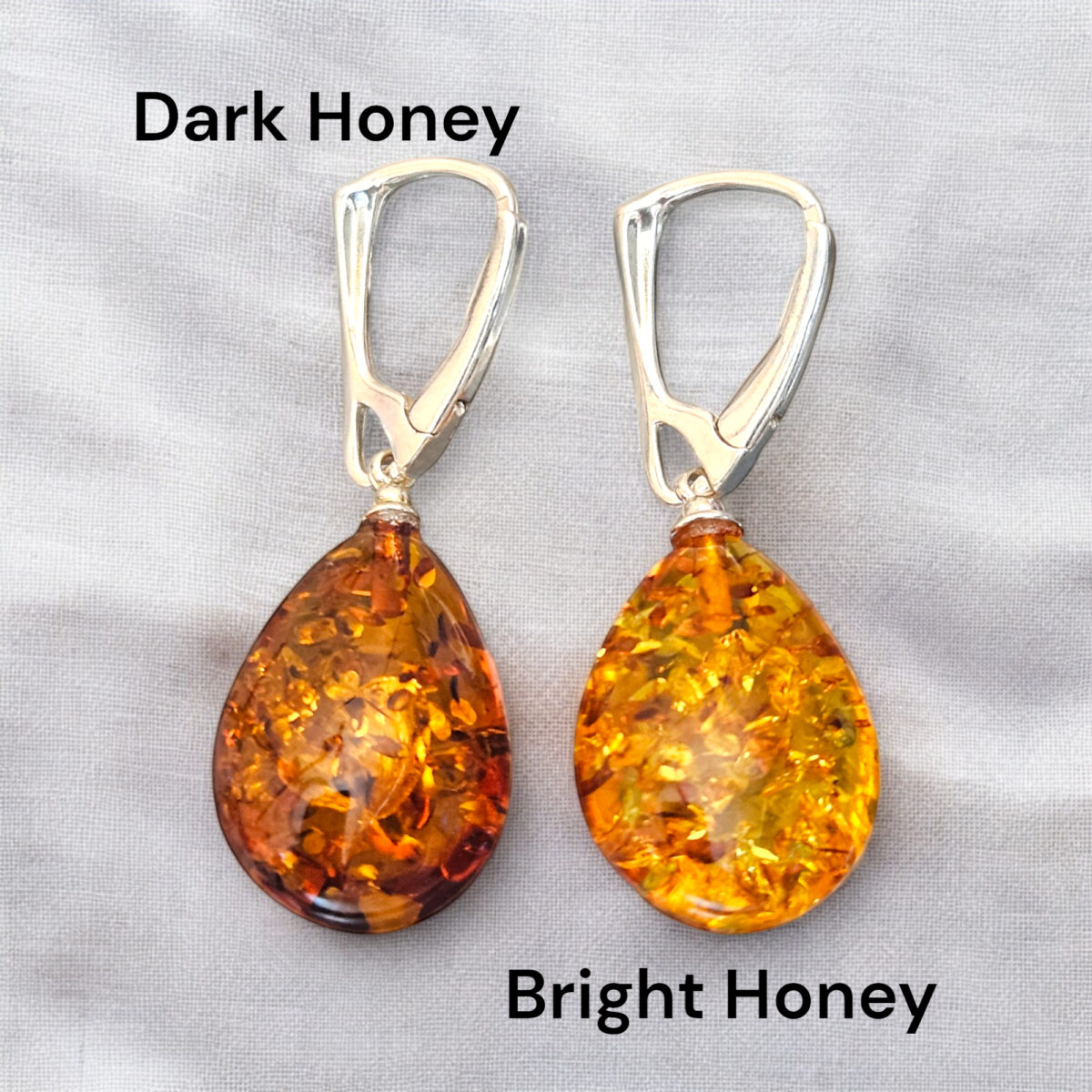 Honey Amber Teardrop Earrings - Image 3