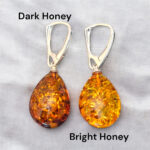 Honey Amber Teardrop Earrings - Image 3
