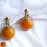 Vintage Amber Drop Earrings - Image 2