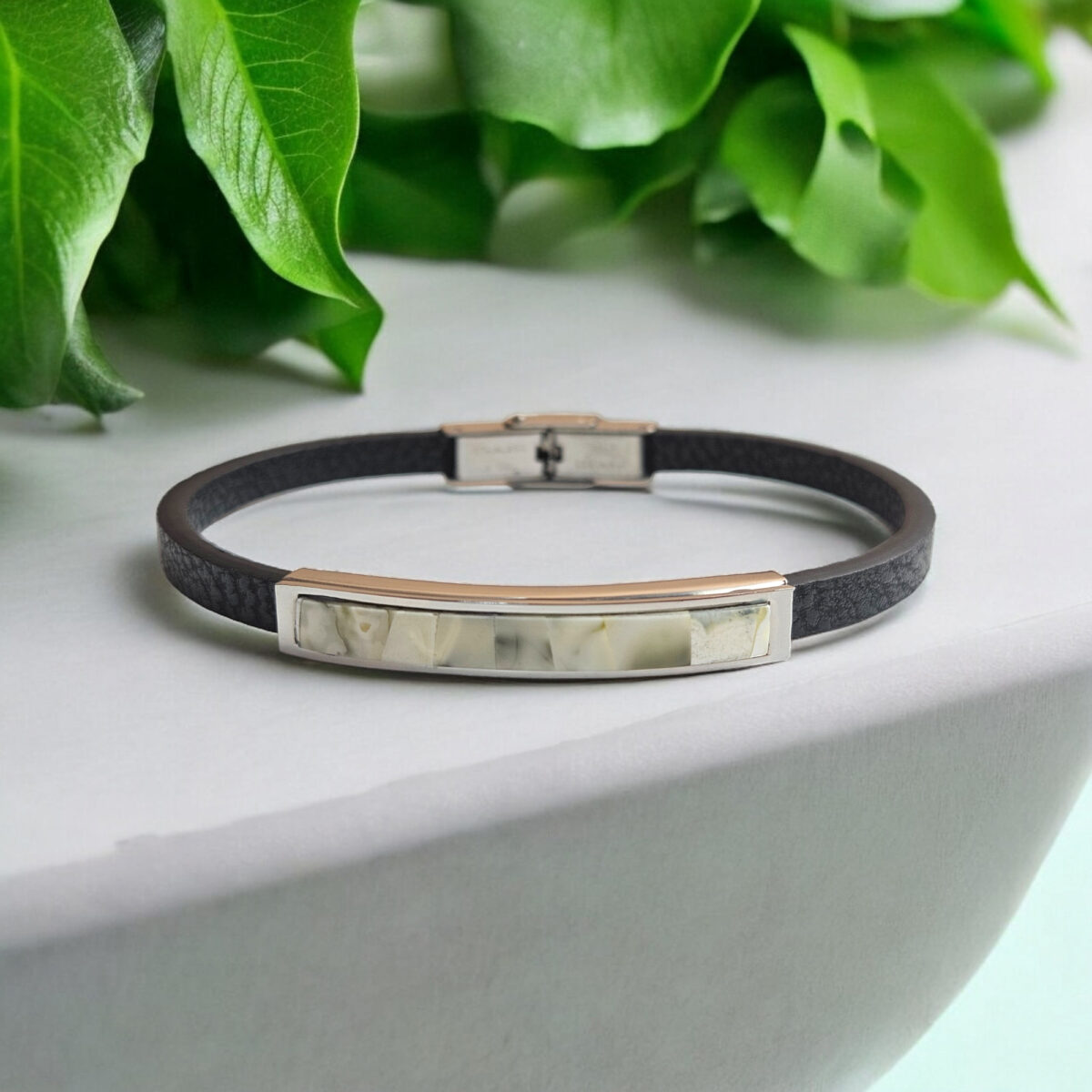 Rare Marble Amber Leather Bracelet - Image 5