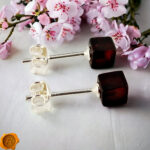Dainty Cherry Amber Stud Earrings - Image 4