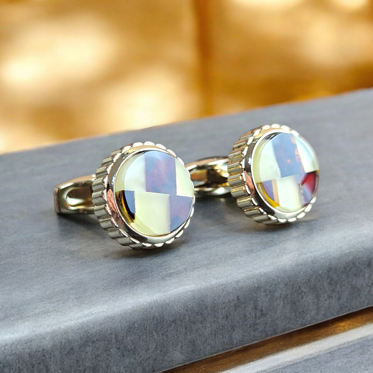 Mosaic Amber Cufflinks - Image 2