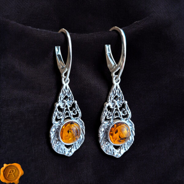 Natural Baltic Amber Sterling Silver Drop Earrings Teardrop Gemstone Gift Women, Long Dangle Jewelry Large Real Amber Big Earrings Gold
