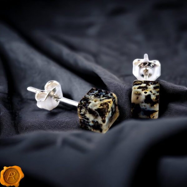 Gemstone Dainty Stud Earrings Baltic Amber White Gemstone Studs Gift | Geometric Small Cube Stud Earrings Sterling Silver Studs Women