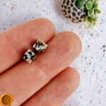 Dainty Rare Marble Amber Stud Earrings - Image 2