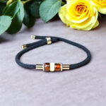 UNISEX ADJUSTABLE Natural Honey Baltic Amber Tie Rope Bracelet Men Women, Yellow Dainty Stack Small Gemstone Crystal Bracelets Gift