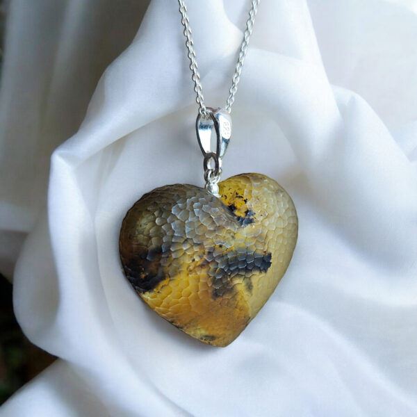 Large Natural Baltic Amber Heart Pendant Charm Drop Gemstone Chunky Teardrop Necklace, Love Heart Gift Women Girlfriend Wife Jewelry