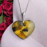 Carved Amber Heart Pendant - Image 4
