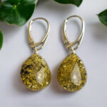 Classic Green Amber Teardrop Earrings - Image 4