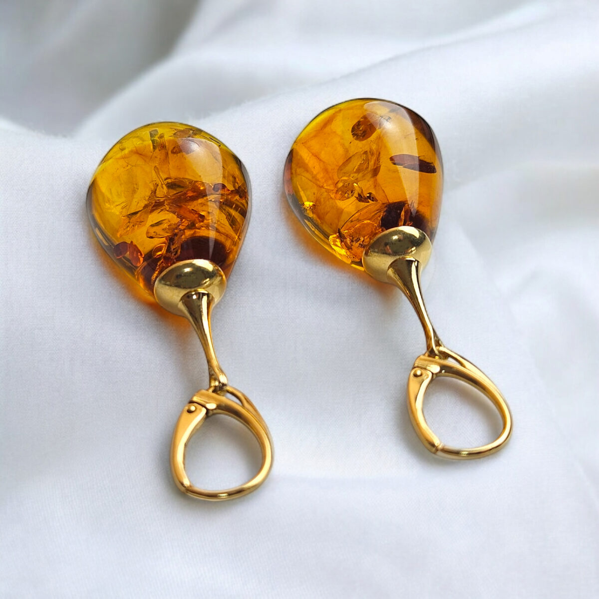 Luxury Classic Long Amber Gold Teardrop Earrings Gift, Large Chunky Honey Baltic Amber Drop Dangle Elegant Gemstone Silver Earrings Women