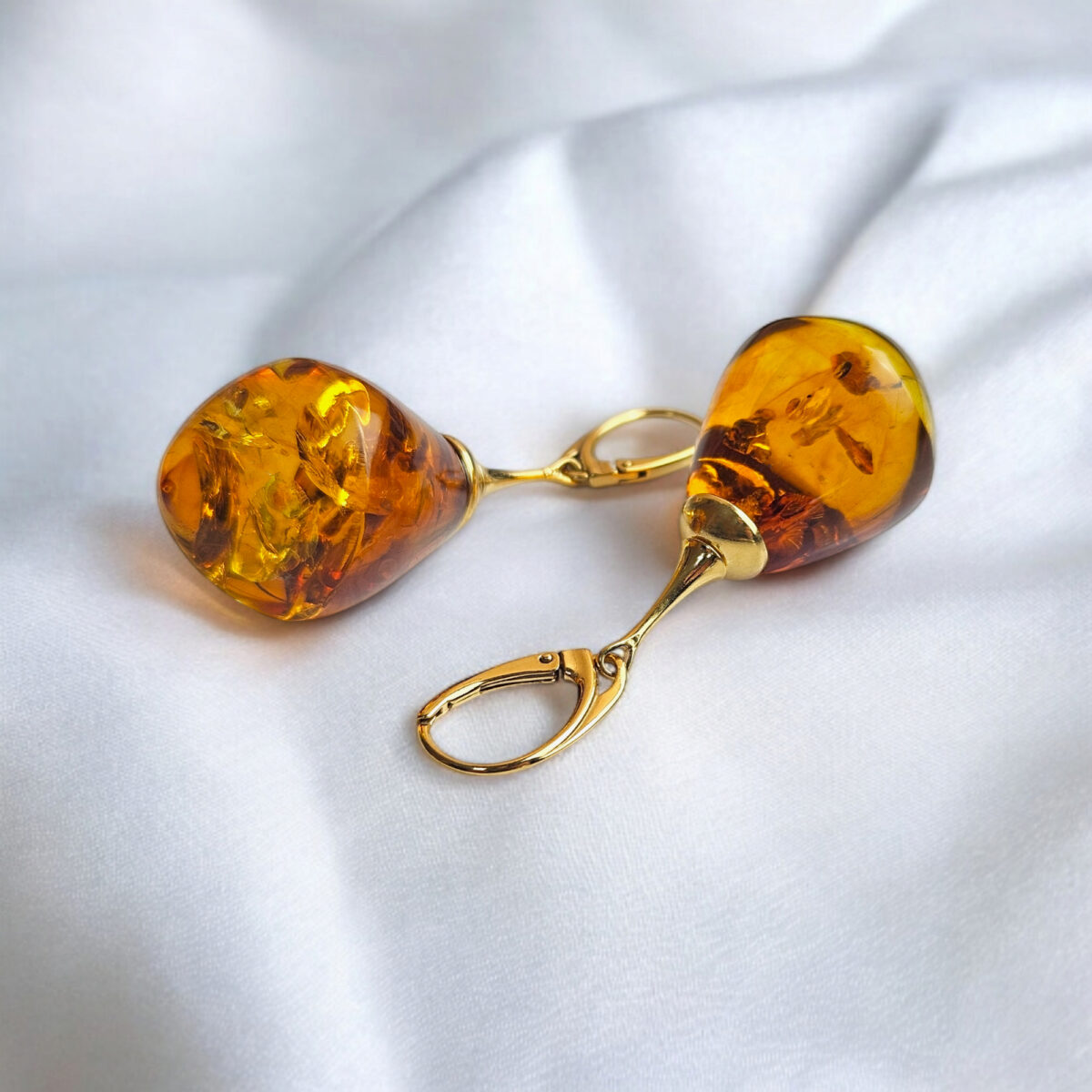 Luxurious Amber Gold Earrings - Image 5