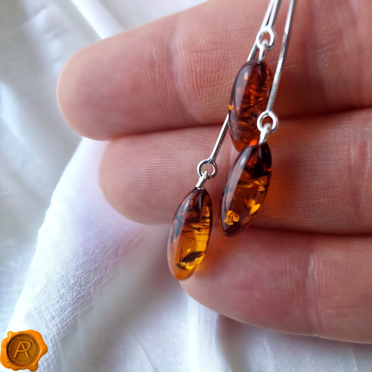 Honey Amber Swing Earrings - Image 3