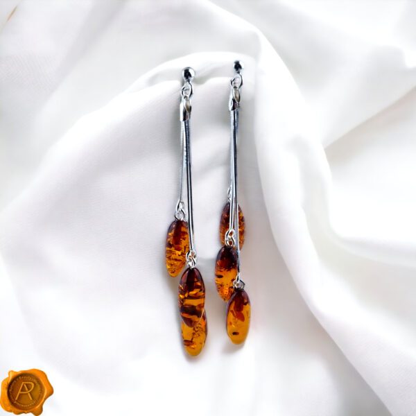 Dainty Gemstone Swing Earrings Drop Honey Baltic Amber Small Tear Drop Gift Women Crystal Silver Dangle Drop Earrings Large Long Earrings