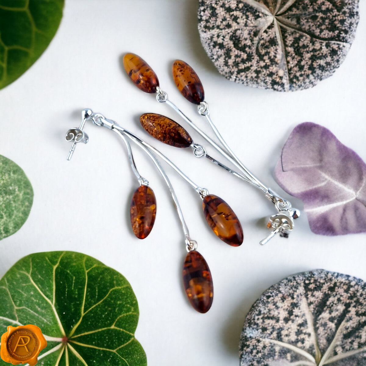 Honey Amber Swing Earrings - Image 4