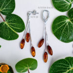 Dainty Gemstone Swing Earrings Drop Honey Baltic Amber Small Tear Drop Gift Women Crystal Silver Dangle Drop Earrings Large Long Earrings