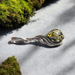 Green Amber Silver Twist Pendant - Image 5