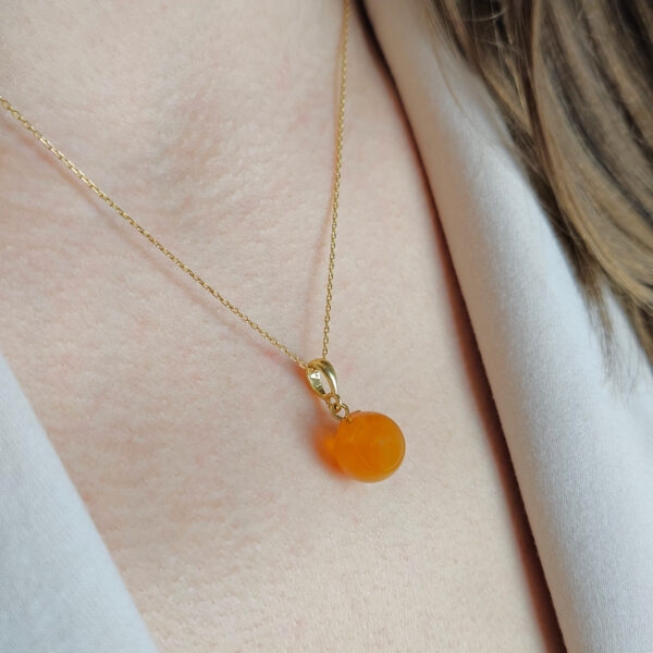 Vintage Natural Baltic Amber Gold Teardrop Small Pendant Necklace Gift Women, Tiny Antique Dainty Drop Charm Gemstone Gold Jewelry