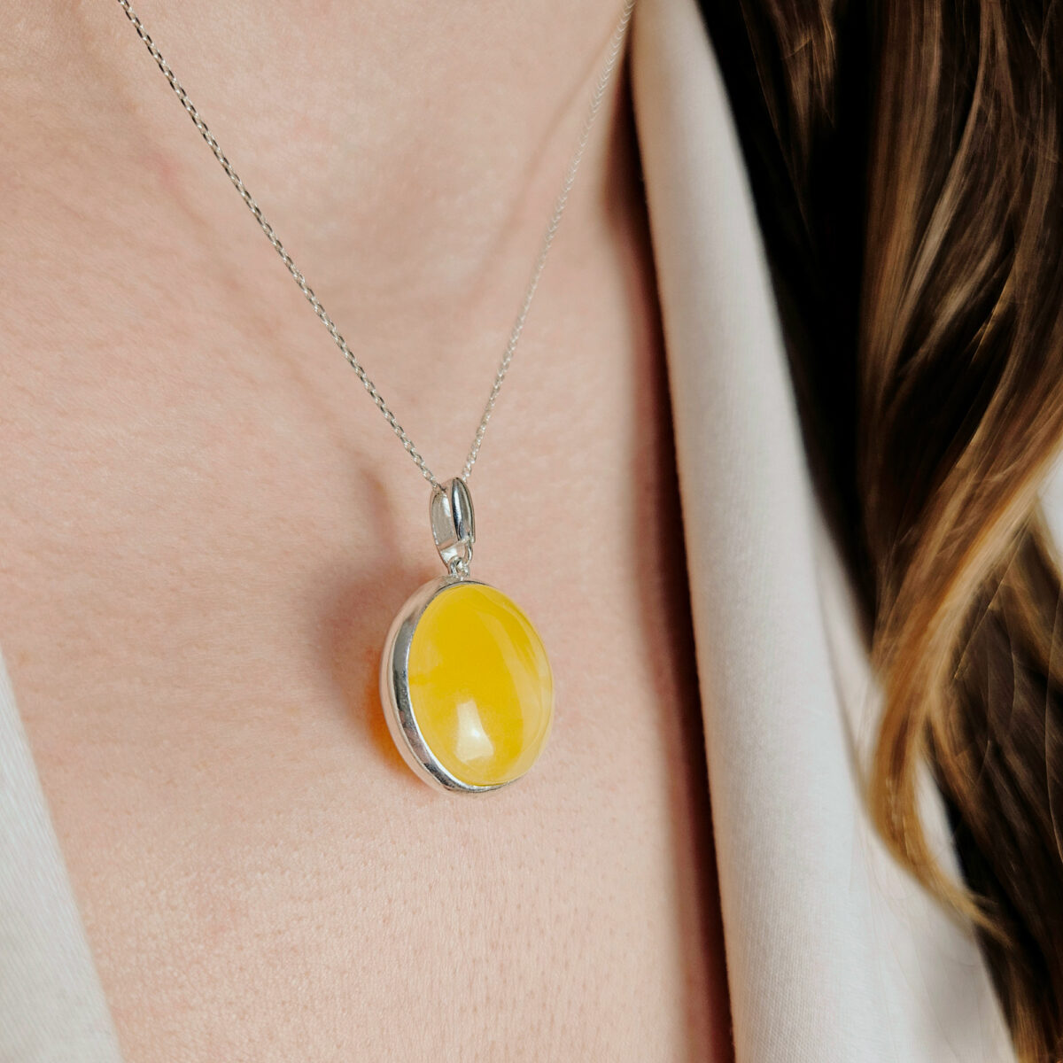 Natural Yellow Baltic Amber Tree of Life Silver Gemstone Drop Pendant Necklace Irish Gift, Large Tree Lover Art Jewelry Teardrop Gold Charm