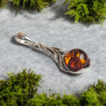 Honey Amber Silver Twist Pendant - Image 3
