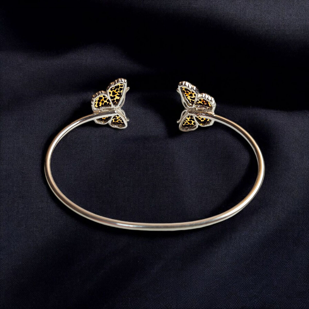 Carved Amber Butterfly Cuff Bracelet - Image 4