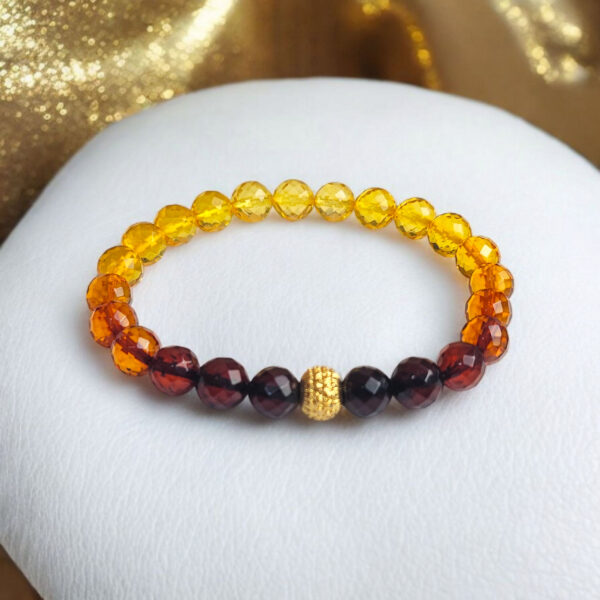 Amber Rainbow Gold Bracelet Faceted Luxury Gemstone Elastic Bracelets