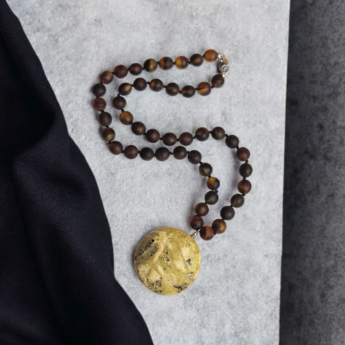 Marble Amber Amulet Necklace - Image 5
