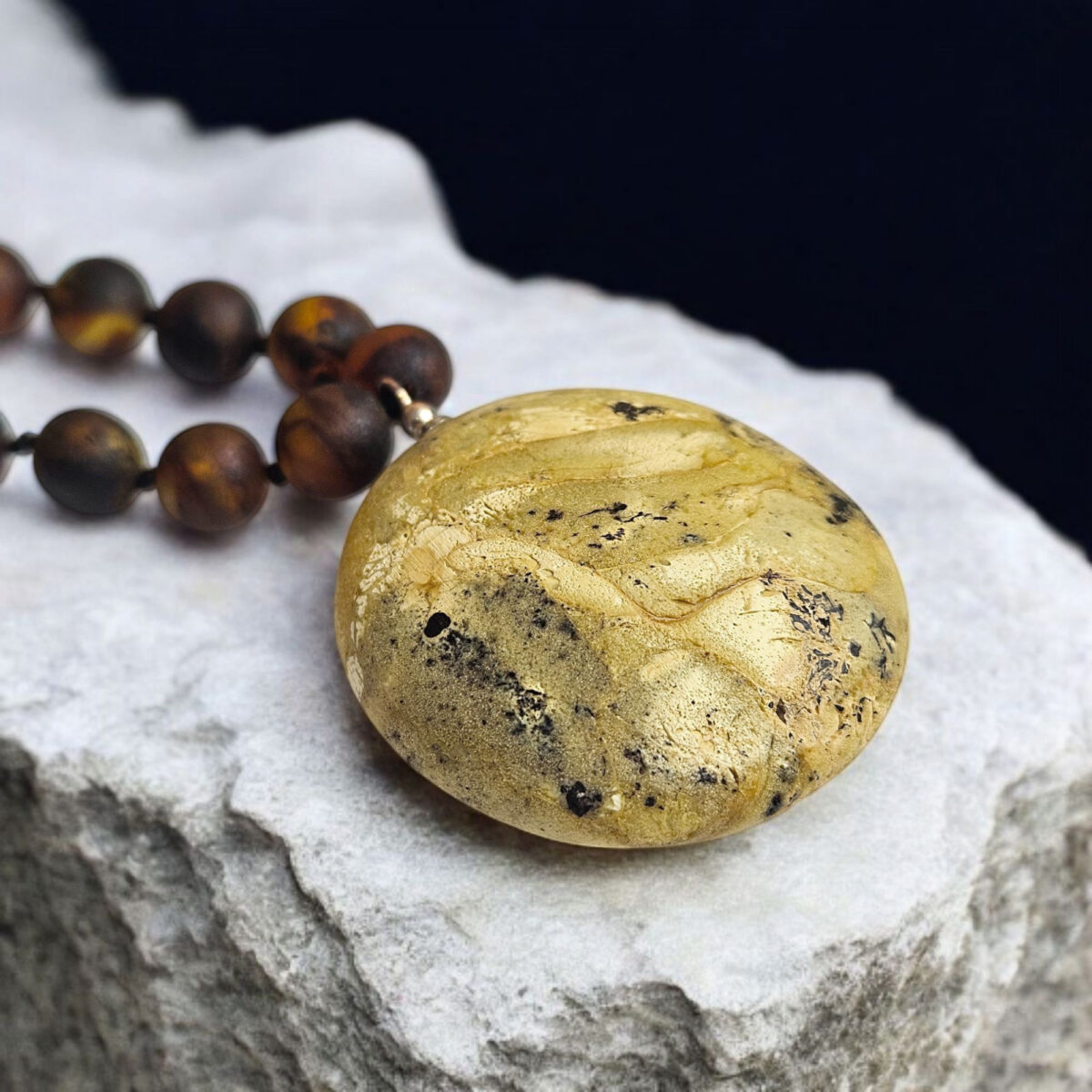 Marble Amber Amulet Necklace - Image 3